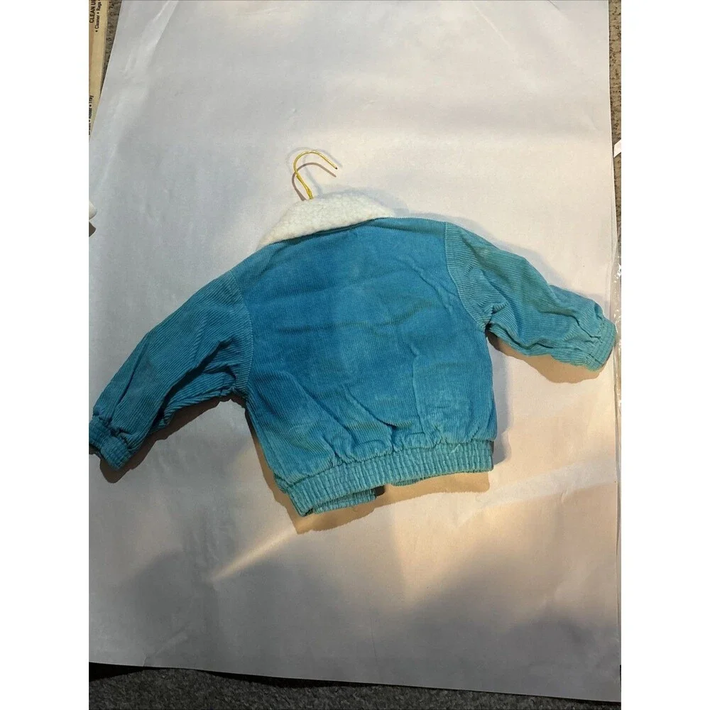 Vintage 80s Judy Philippine Baby Sherpa Bomber Jacket Teal Corduroy 12M